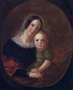 George Caleb Bingham Mrs George Caleb Bingham (Sarah Elizabeth Hutchison) and son, Newton France oil painting artist